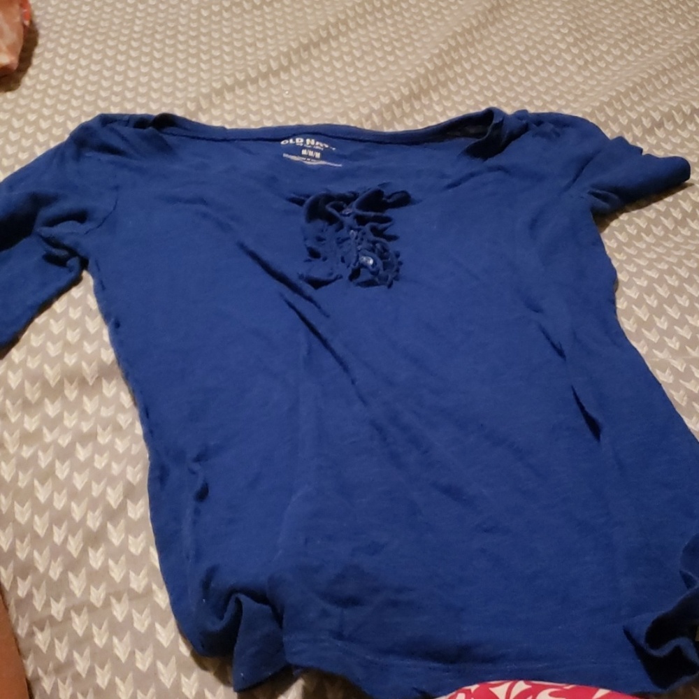 blue ruffle top